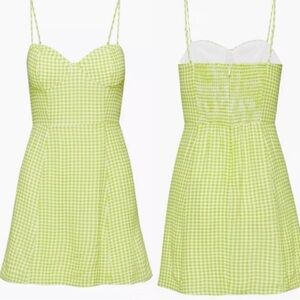 Sunday Best Light Green Checkered Mini Dress